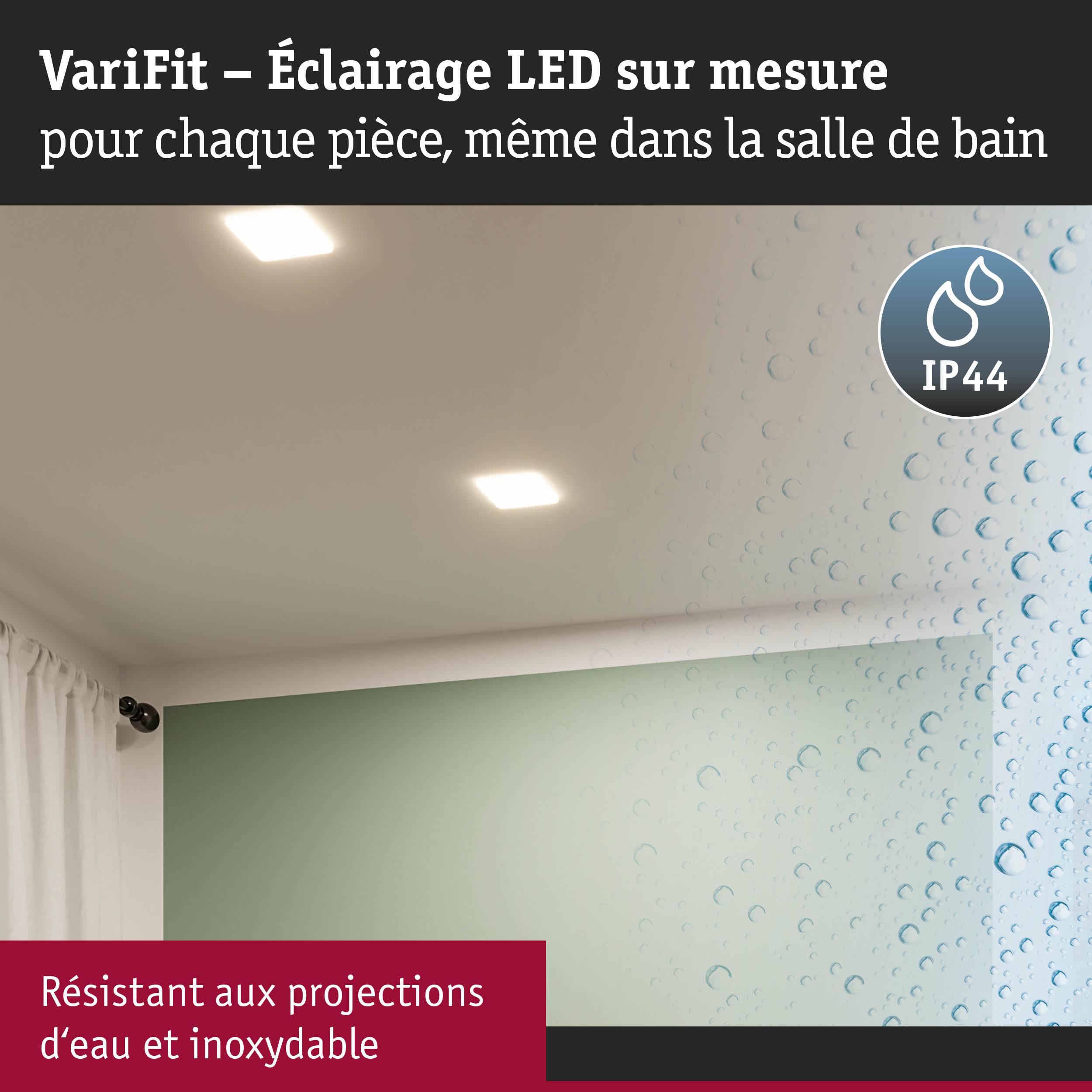 Éclairage LED VariFit blanc, résistant à l'eau et inoxydable, idéal pour la salle de bain