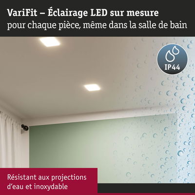Éclairage LED VariFit blanc, résistant à l'eau et inoxydable, idéal pour la salle de bain