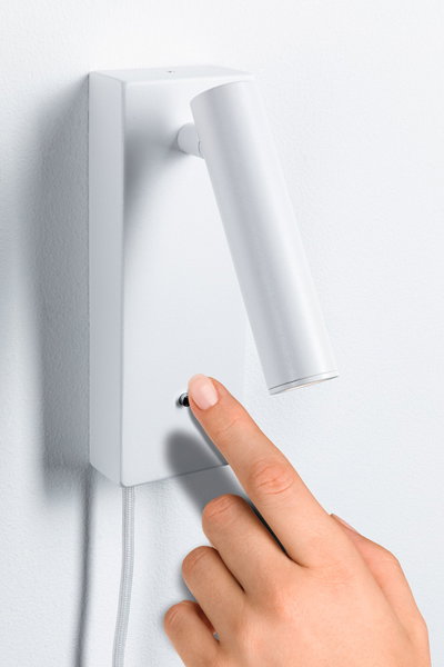 Applique murale LED blanche en métal avec interrupteur, lampe de lecture moderne à fixer au mur