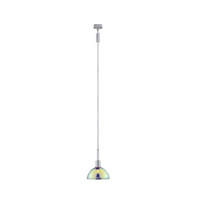 Suspension avec verre irisé et câble métallique argenté pour éclairage intérieur moderne