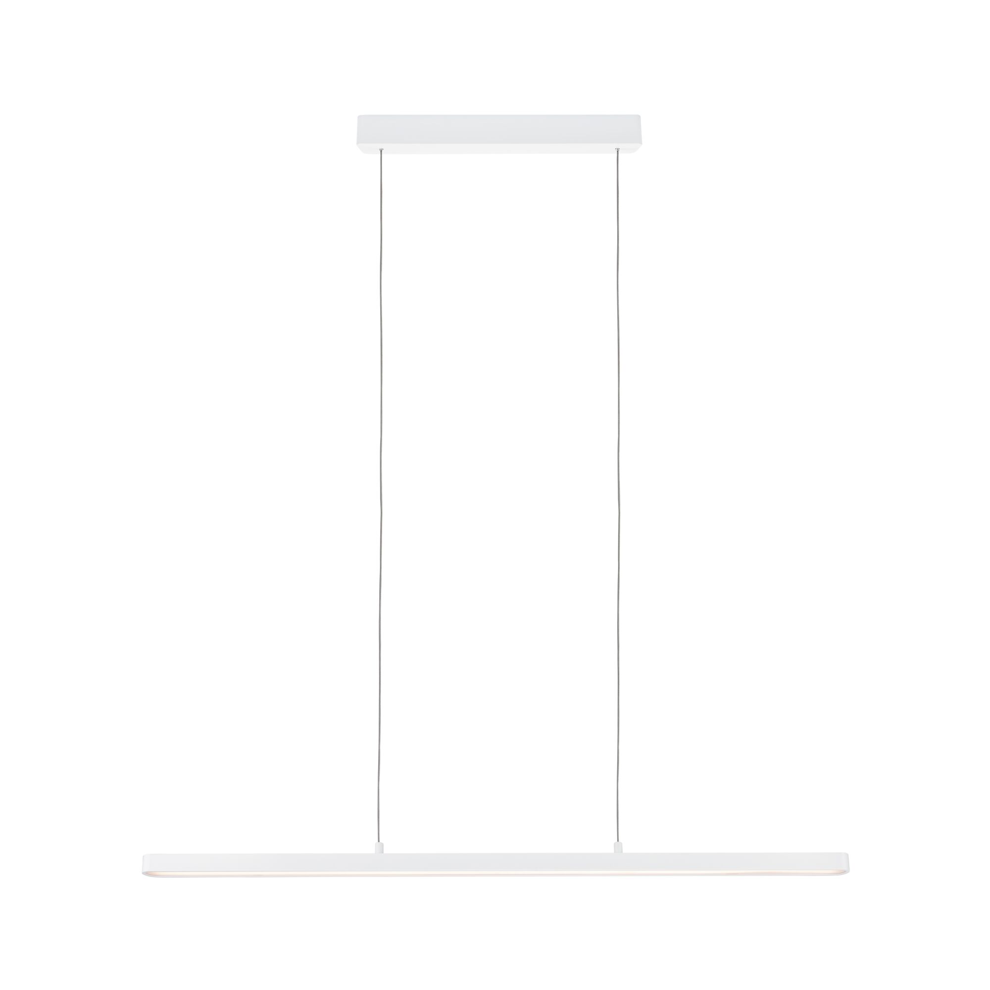 Minimalist white metal LED pendant light with slim design for modern interior lighting