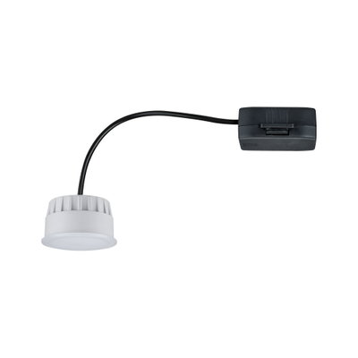 Kompakter weißer LED-Einbaustrahler mit schwarzem Kabel und Schalter für flexible Beleuchtung