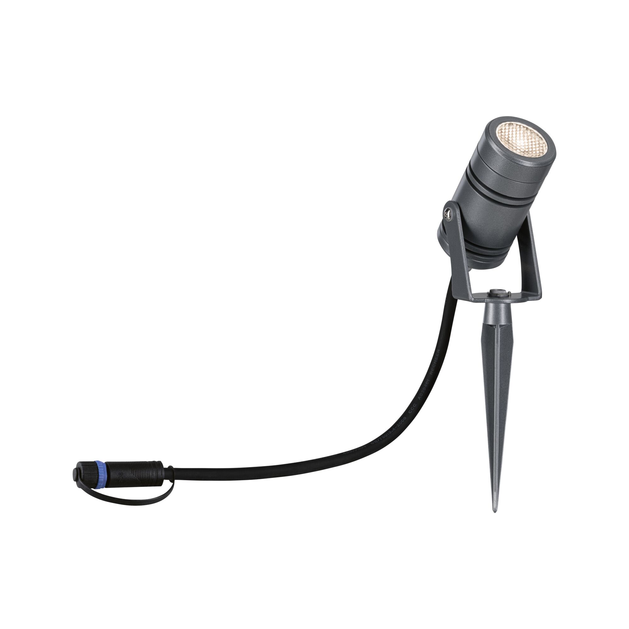 Plug & Shine LED Gartenstrahler Radon Einzelspot IP65 3000K 11W Grau Grauer LED-Gartenstrahler mit Erdspieß und Kabelanschluss für Außenbeleuchtung und Akzentbeleuchtung