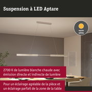 Suspension LED Aptare en blanc chaud avec éclairage direct et indirect idéale pour salle à manger.