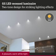 Gil white recessed LED luminaire with warm white light for modern interior lighting
