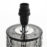 Glass lamp holder with black plastic base and chrome metal ring for LED lighting fixtures