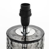 Glass lamp holder with black plastic base and chrome metal ring for LED lighting fixtures