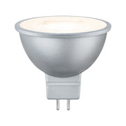 Silver MR16 LED bulb with warm white light for energy-efficient lighting solutions