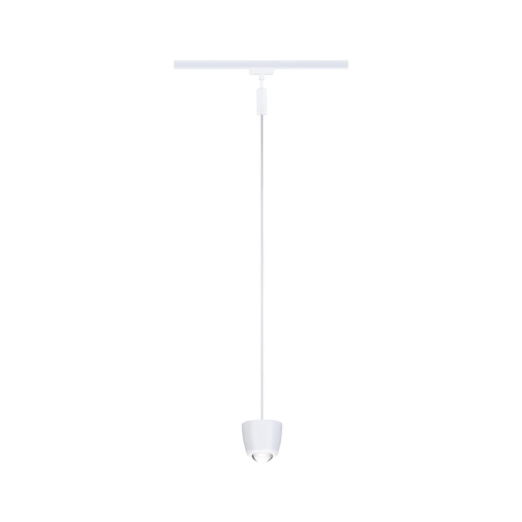 Modern white metal LED pendant light with clear glass for stylish room illumination