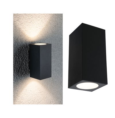 Applique murale extérieure rectangulaire noire en métal avec LED blanc chaud pour éclairage de façade moderne