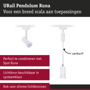 Witte URail Pendulum Runa spot met verstelbare kop voor diverse verlichtingsmogelijkheden