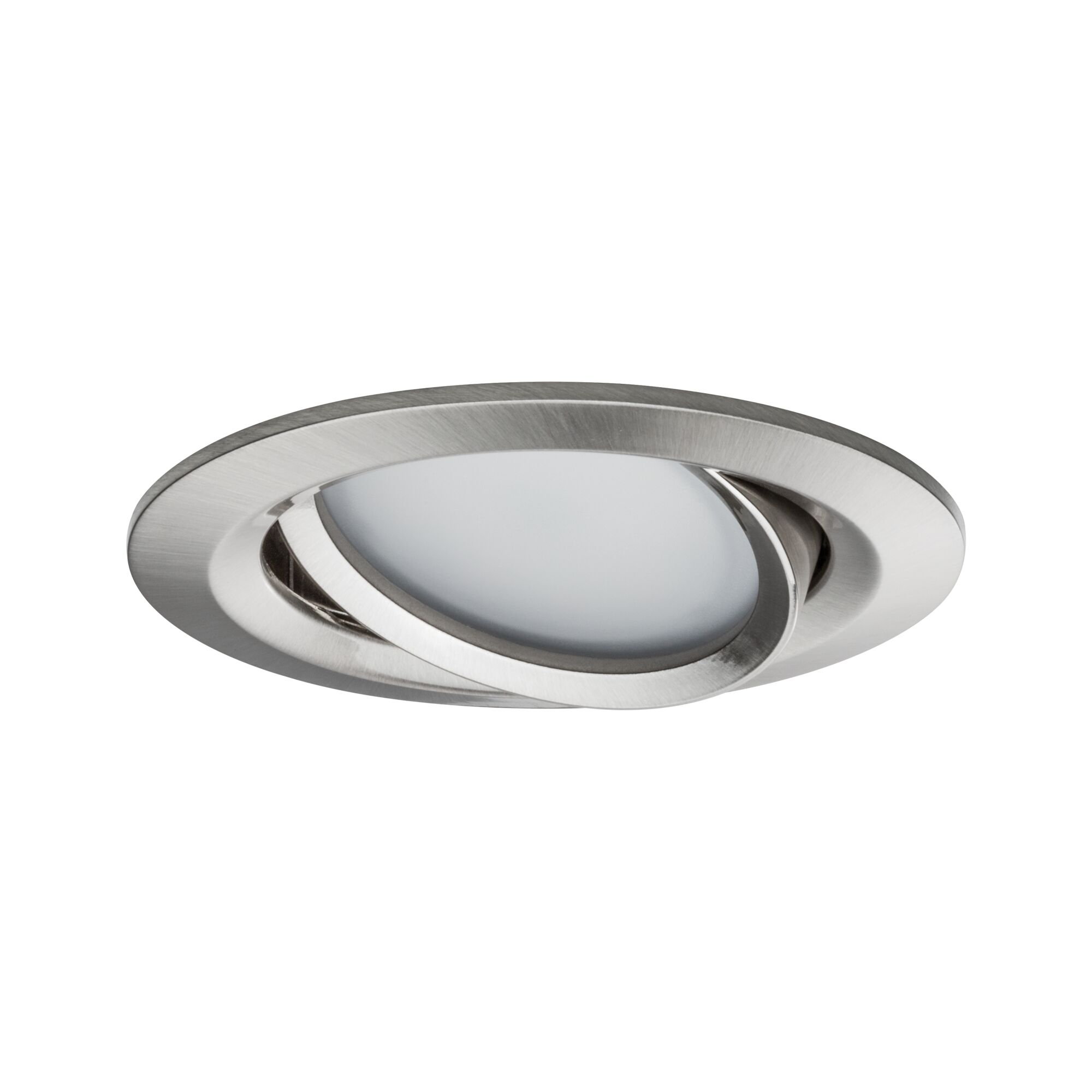 Spot rond en acier inoxydable brossé avec diffuseur blanc pour éclairage LED encastré moderne