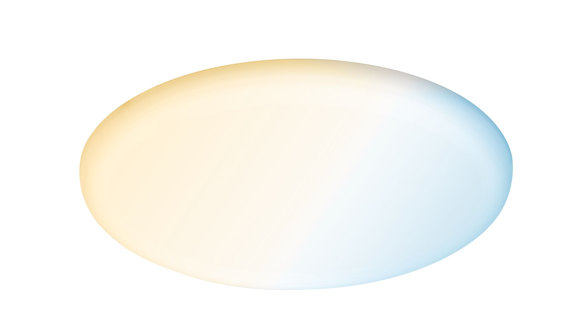 Round LED ceiling light with warm and cool white light for ambient room illumination