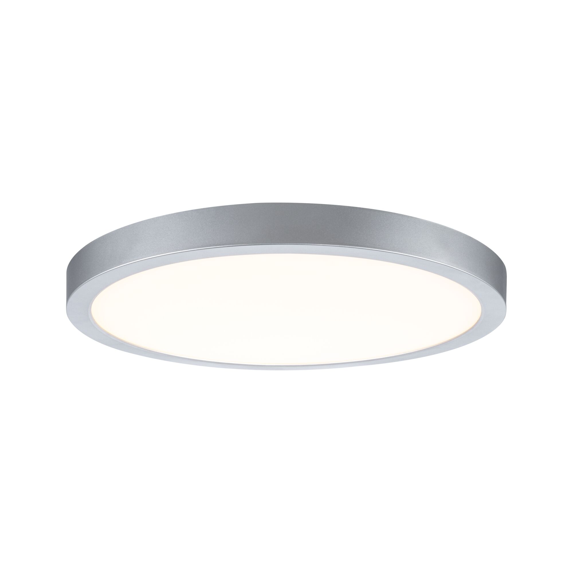 Rundes LED-Deckenlicht aus silbernem Aluminium mit warmweißem Licht für moderne Wohnräume