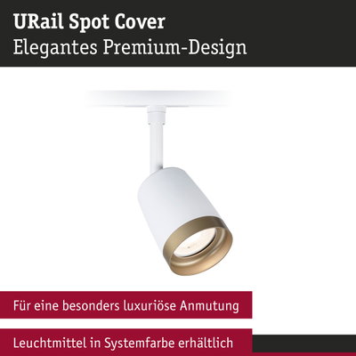 URail Spot Cover in Weiß mit goldfarbenem Rand für elegante LED-Schienenbeleuchtung