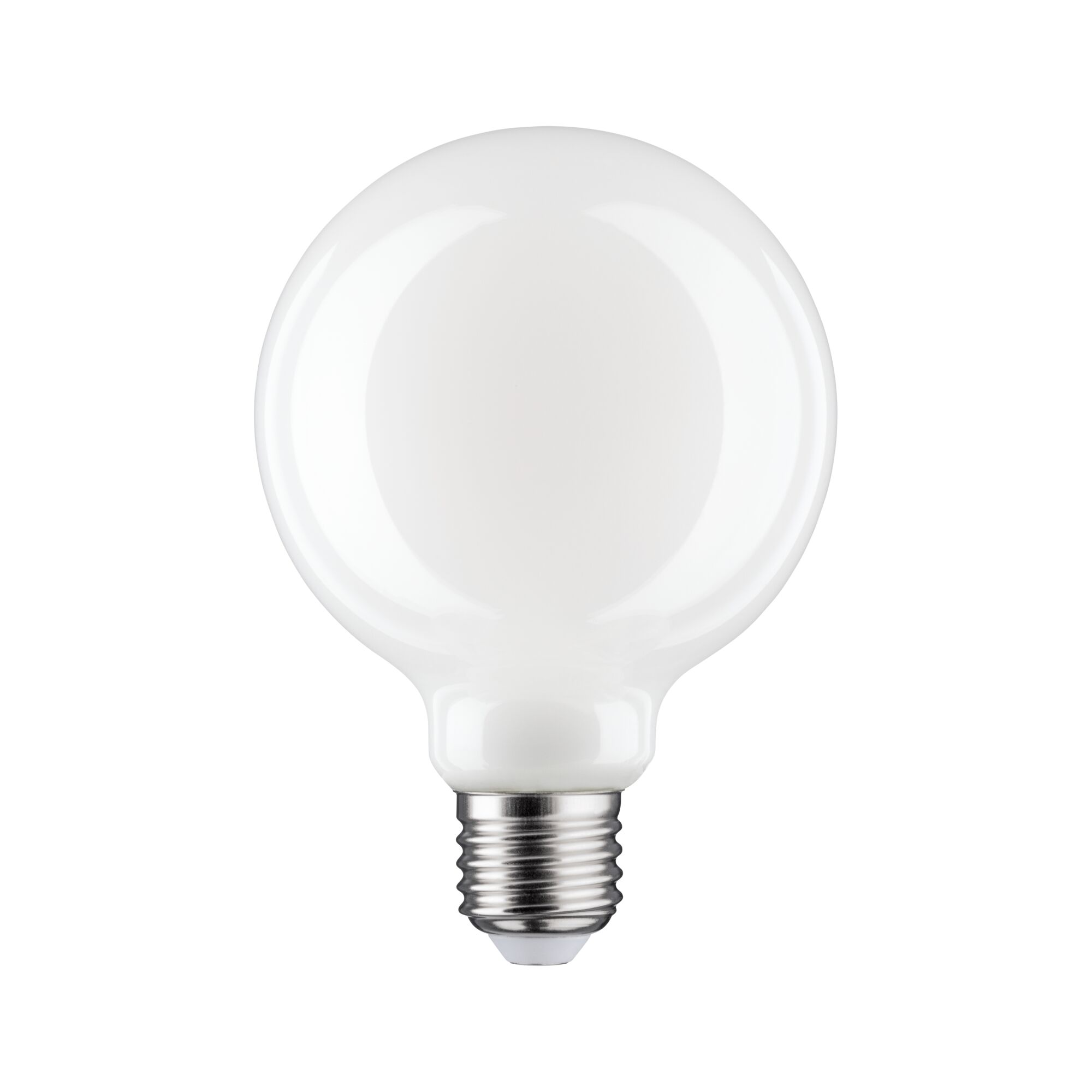Runde weiße LED-Glühbirne mit E27-Fassung aus Glas für energiesparende Beleuchtung