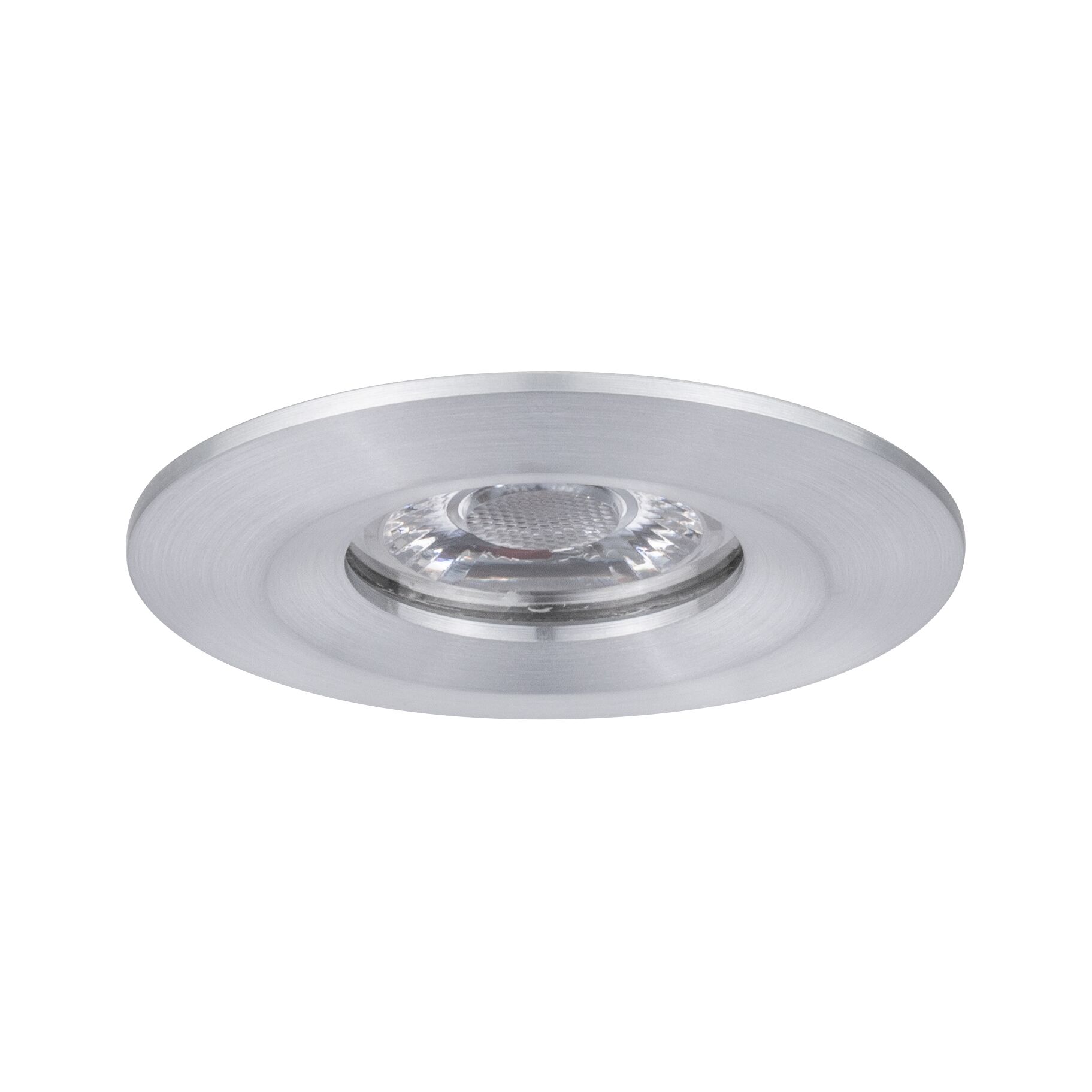 Runder Einbaustrahler aus gebürstetem Aluminium in Silber für moderne LED-Beleuchtung
