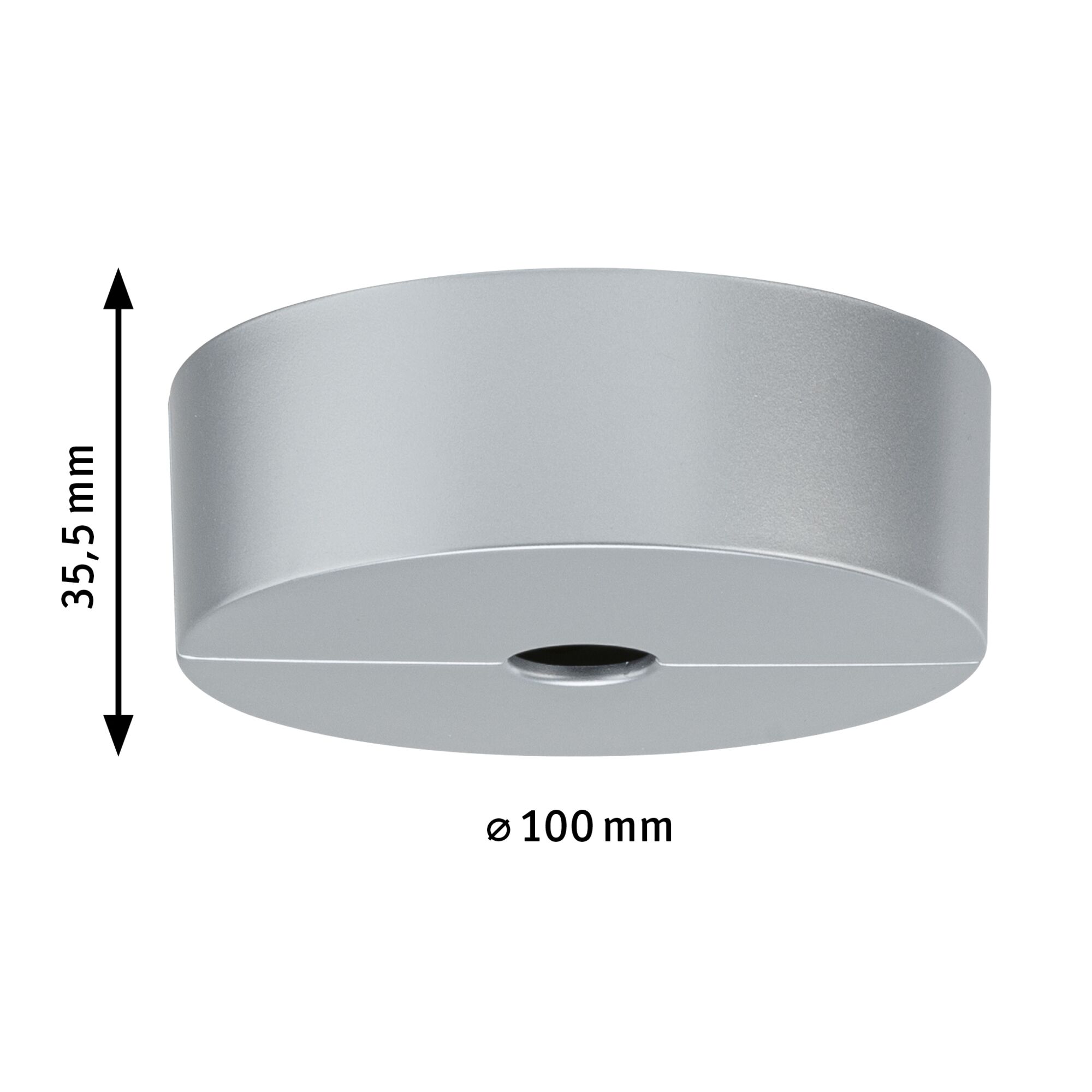 Rundes graues Aluminium-Element mit 100 mm Durchmesser und 35,5 mm Höhe für Beleuchtungssysteme