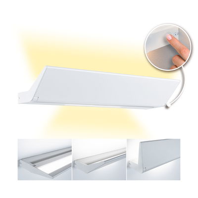 White metal LED under-cabinet light with touch switch and warm white light for kitchen lighting
