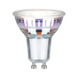 Klar GU10 LED-pære i glas med to metalstifter til energibesparende belysning