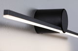 Black metal LED wall light with linear design and warm white light for modern interior lighting