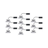 Dix spots LED encastrés ronds en aluminium argenté avec câble noir pour éclairage intérieur moderne