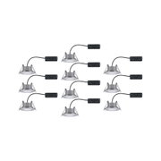 Mehrere silberne LED-Einbaustrahler mit schwarzem Anschlusskabel für moderne Innenbeleuchtung