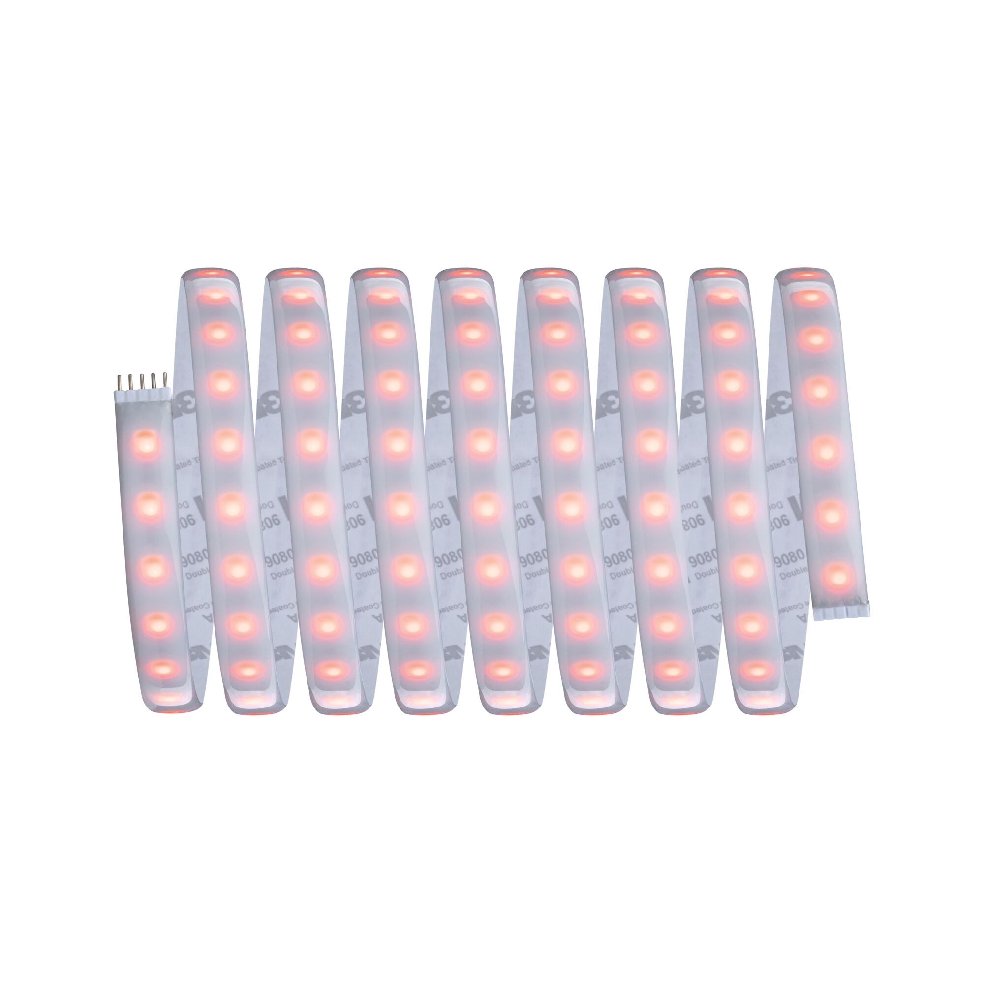 Flexibler LED-Lichtstreifen mit roten LEDs und weißem Kunststoffgehäuse für dekorative Beleuchtung