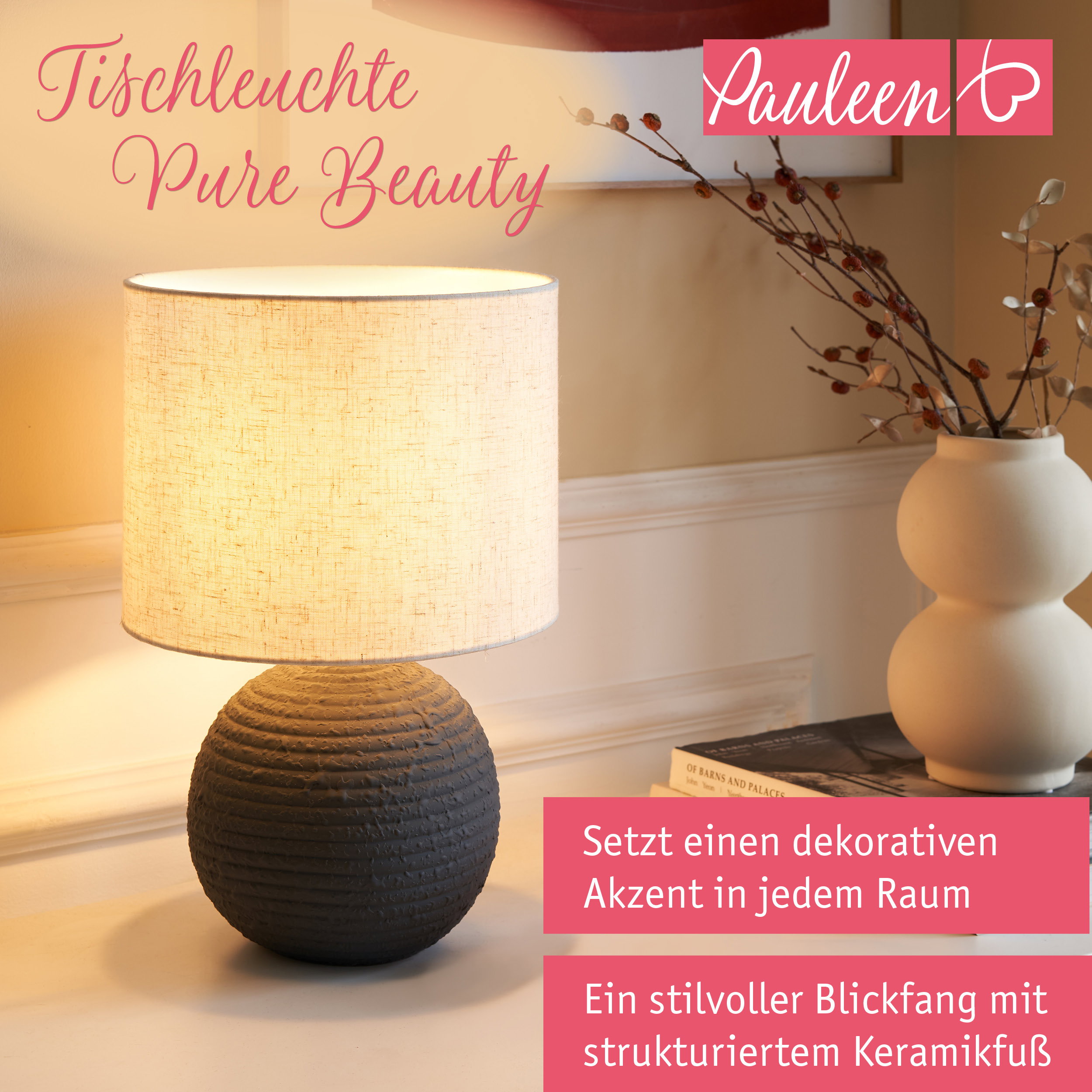 Paulmann Pauleen Tischleuchte Pure Beauty E14 max. 20W Anthrazit/Weiß