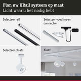 Modulair URail LED-schienensysteem met keuze uit rails, connectoren en witte spots voor maatwerkverlichting