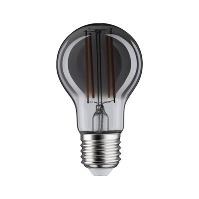 Klassische LED-Glühbirne mit transparentem Glas und silbernem Schraubsockel für energiesparende Beleuchtung