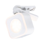 Modern white LED spotlight with plastic clip mount for flexible lighting solutions