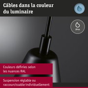 Câble noir assorti à la couleur du luminaire avec indice de protection IP44 pour zones humides
