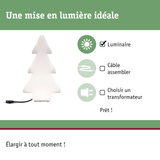 Sapin de Noël LED blanc en plastique avec lumière intégrée et câble d'alimentation
