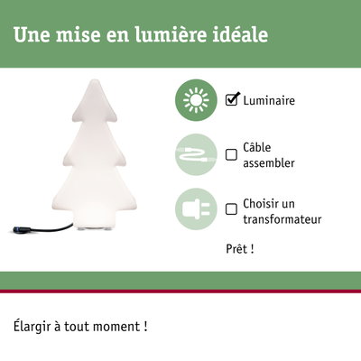 Sapin de Noël LED blanc en plastique avec lumière intégrée et câble d'alimentation