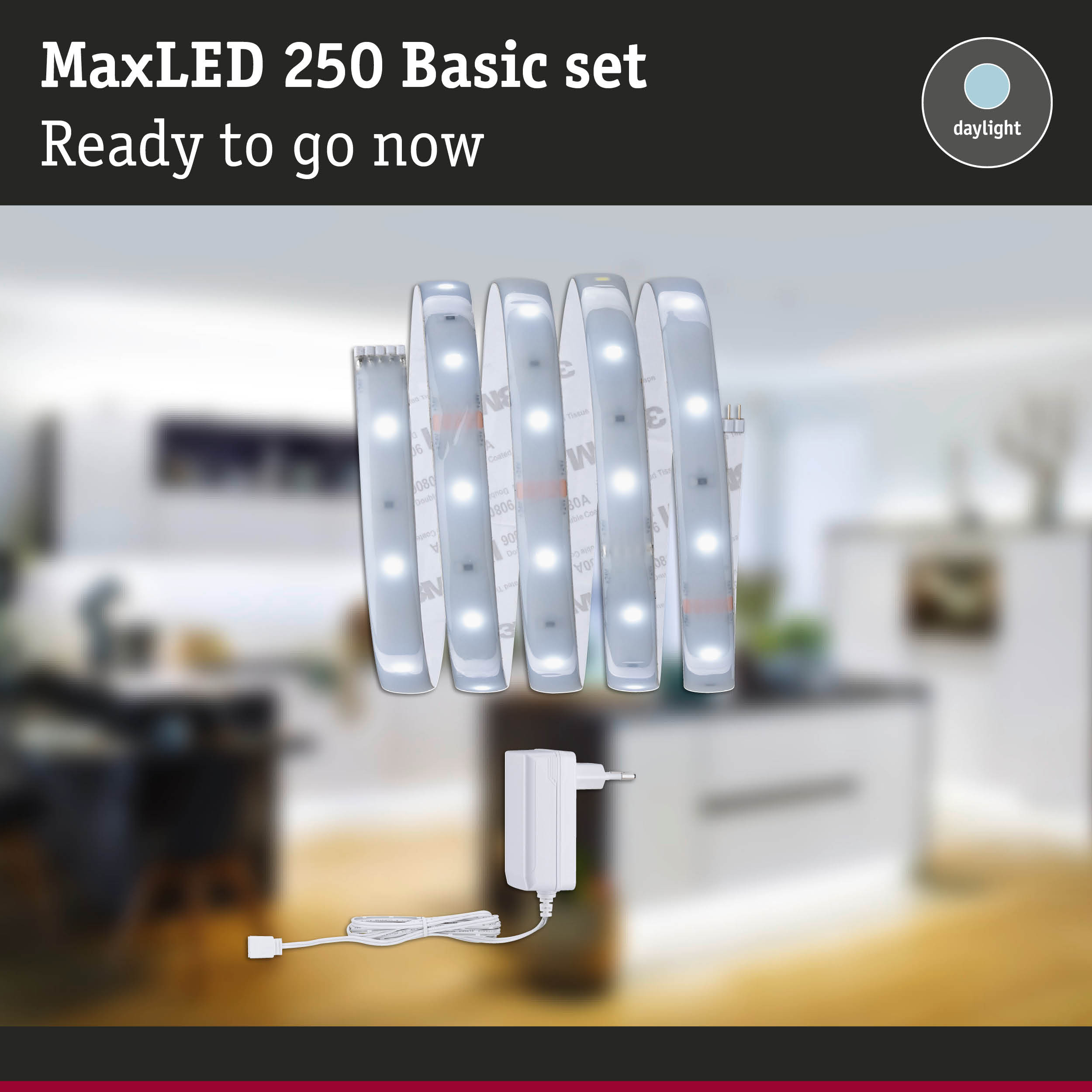 MaxLED 250 Basic set with white LED strips and power adapter for daylight lighting