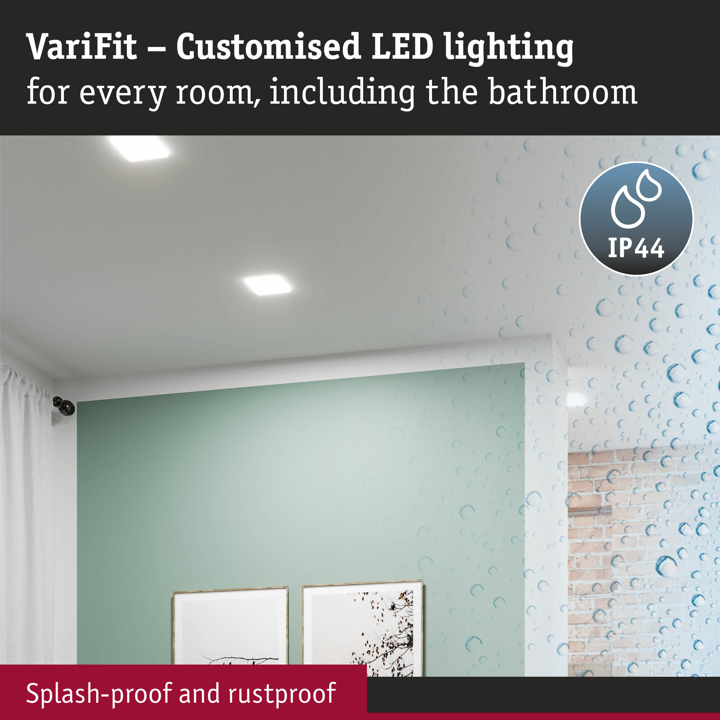 VariFit IP44 rated LED recessed lights for bathroom, splash-proof and rustproof lighting