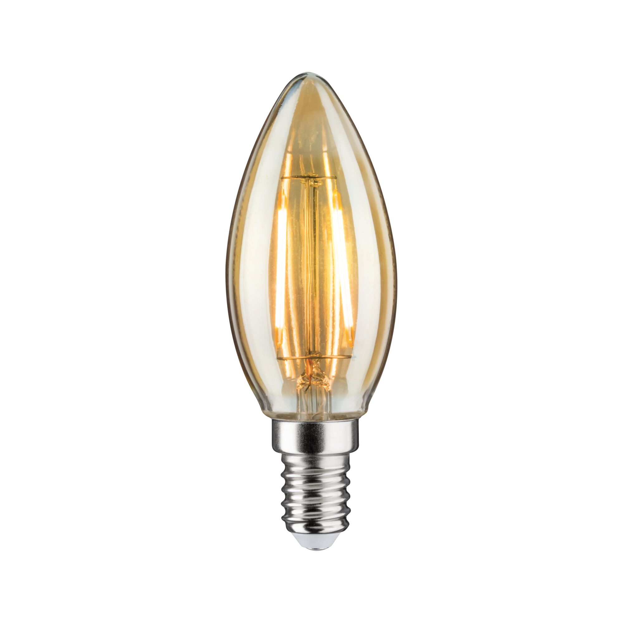 LED kaars Filament E14 DC 24V 140lm 2W 1900K dimbaar Goud