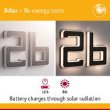 Solar-powered house number 2b in white plastic with LED lighting and 12-hour battery life for energy saving