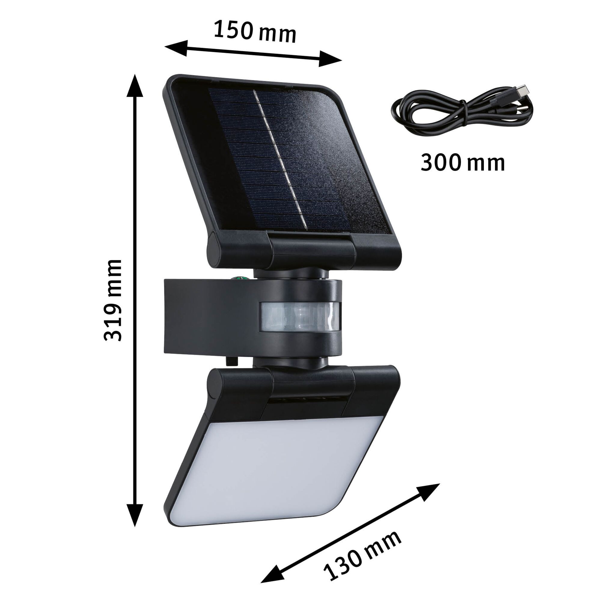 Solar LED Wandfluter Lesly Bewegungsmelder IP65 eckig 150x130mm 3000K 12,5W 1000lm Anthrazit Kunststoff