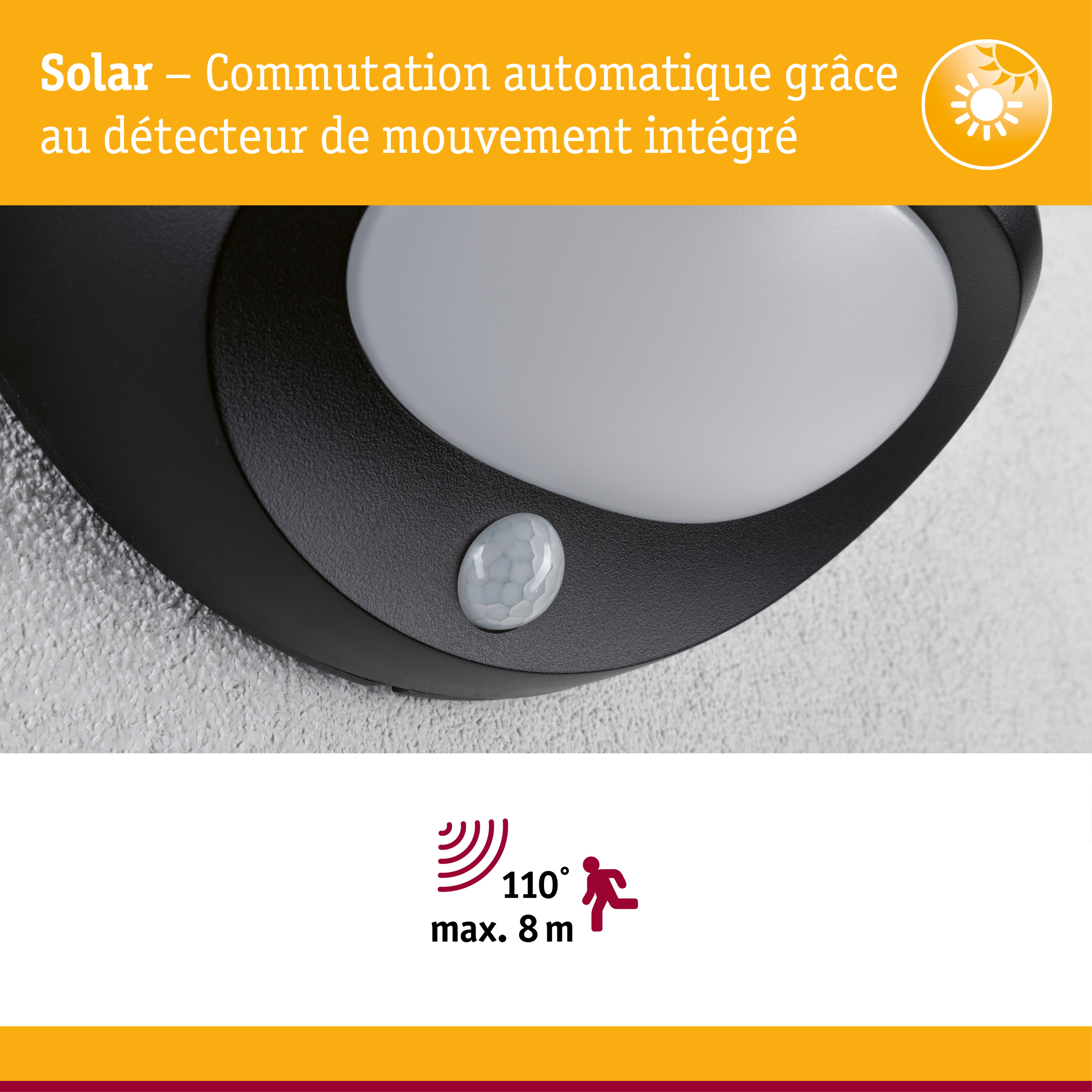 Solar Applique d'extérieur LED Sorova Détecteur de mouvement crépusculaire (IR) IP44 230x125mm 3000K 3,5W 220lm 3,7V Anthracite Matière plastique