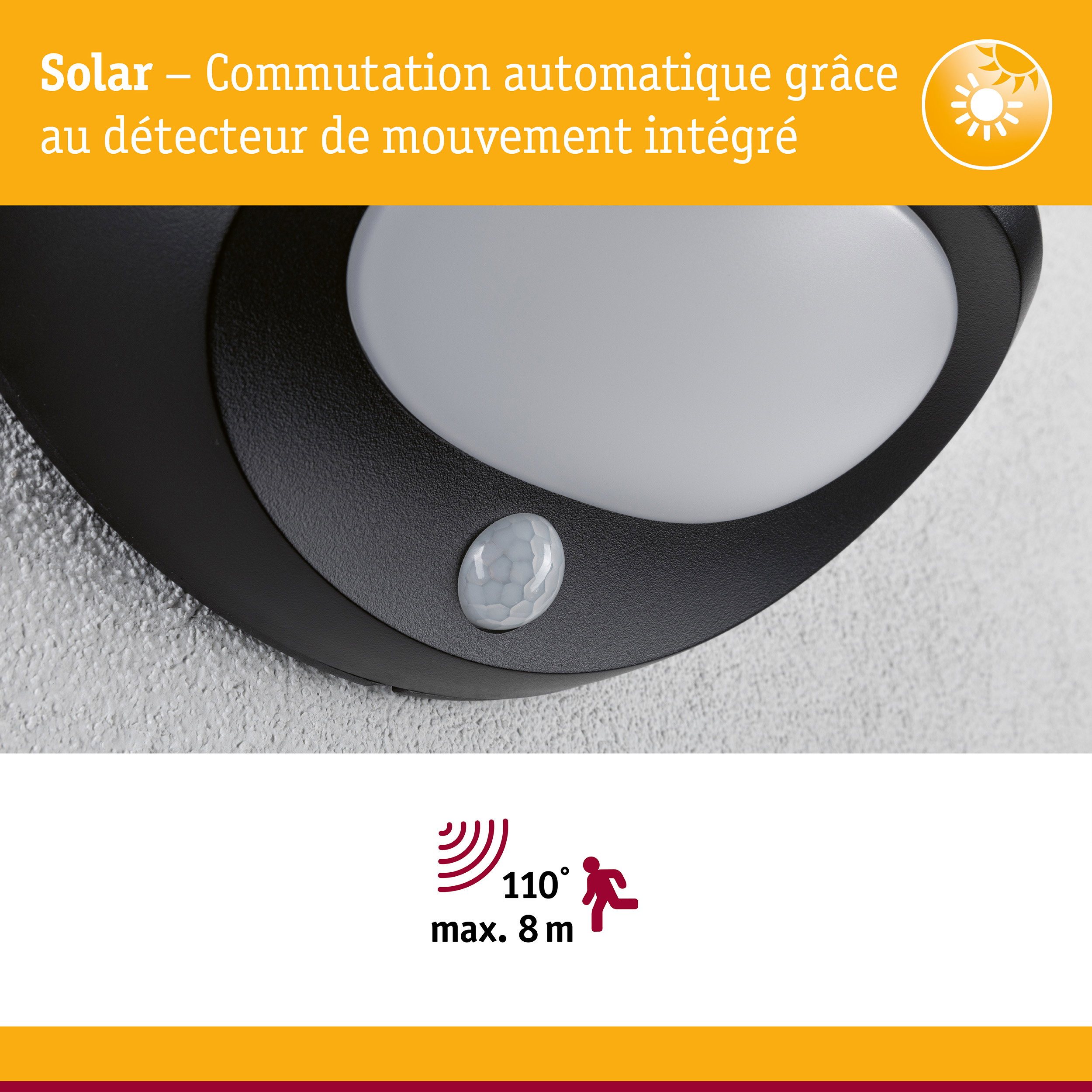 Solar Applique d'extérieur LED Sorova Détecteur de mouvement crépusculaire (IR) IP44 230x125mm 3000K 3,5W 220lm 3,7V Anthracite Matière plastique