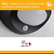Solar Applique d'extérieur LED Sorova Détecteur de mouvement crépusculaire (IR) IP44 230x125mm 3000K 3,5W 220lm 3,7V Anthracite Matière plastique