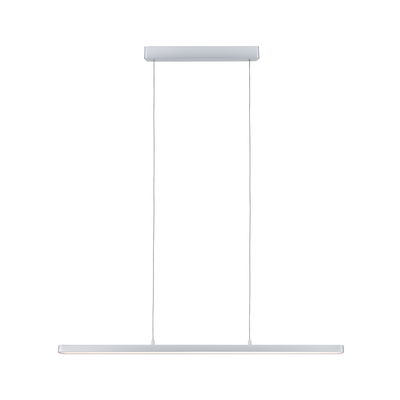 Minimalist white metal LED pendant light with slim design for modern interior lighting