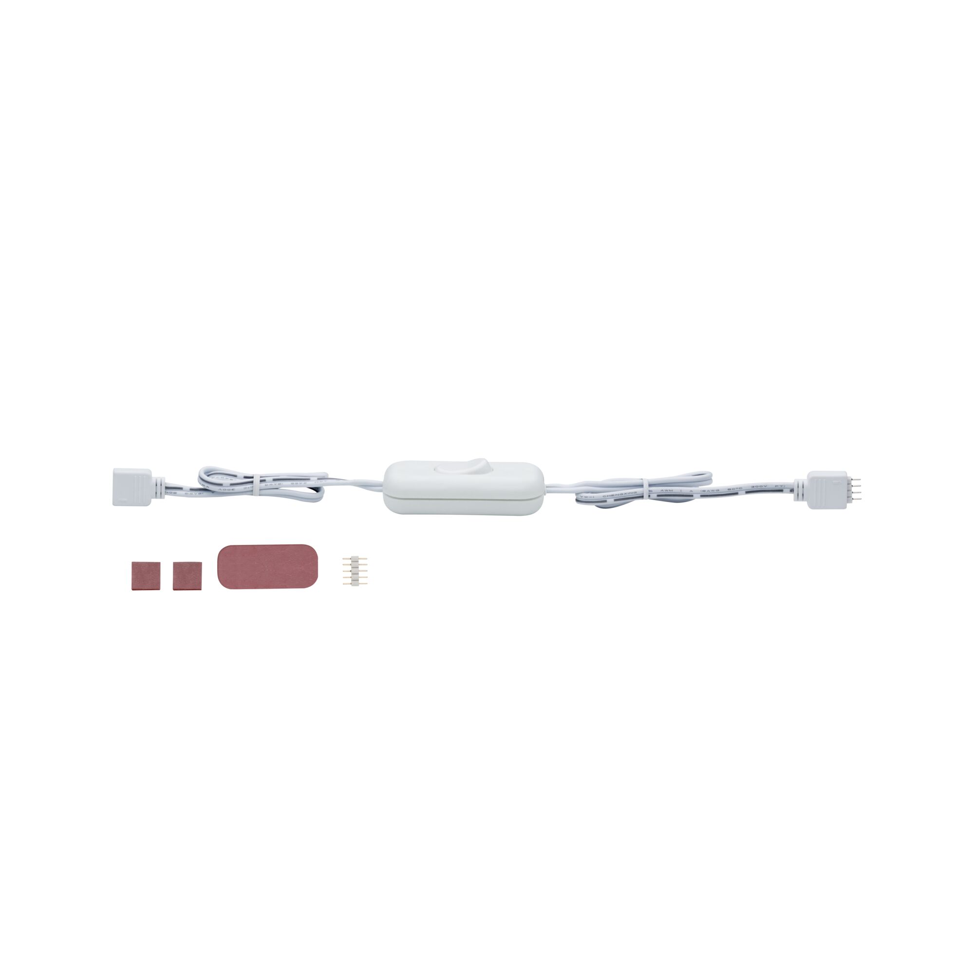 YourLED Commutateur 12V max. 60W Blanc Interrupteur en ligne blanc avec câble et connecteurs, avec tampons adhésifs marron pour éclairage LED