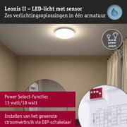 Leonis II LED-licht met sensor in wit, dimbaar met Power Select-functie en DIP-schakelaar