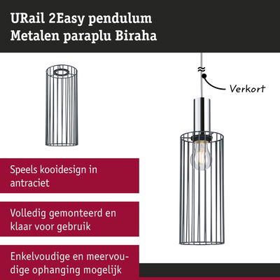 URail 2Easy pendel met metalen antraciet kooi en verstelbare ophanging