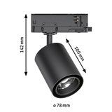 Schwarzer LED-Spot aus Metall mit Maßen 142x100x78 mm für moderne Innenbeleuchtung