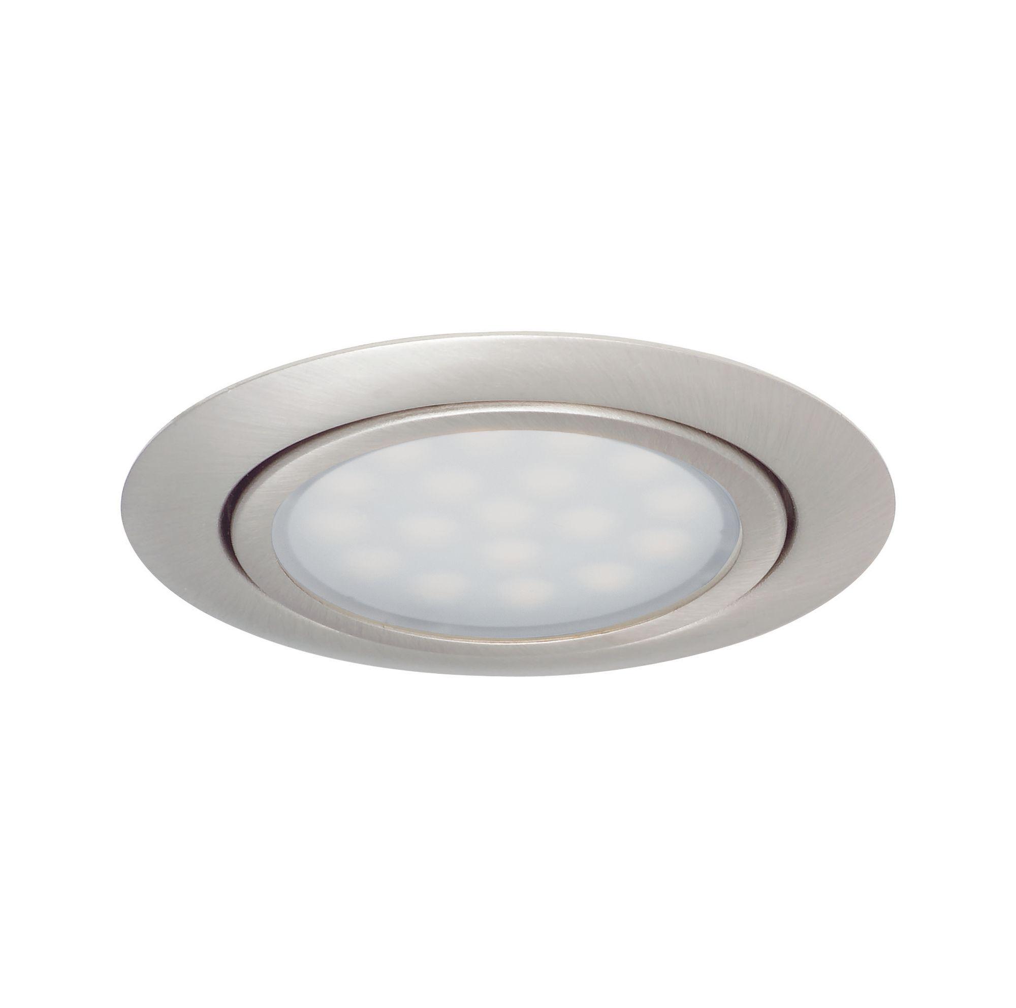 Spot encastré LED rond en acier inoxydable brossé avec diffuseur dépoli pour éclairage intérieur