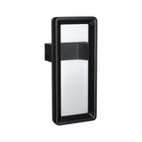 Modern black LED outdoor wall light with rectangular design and white diffuser for garden lighting